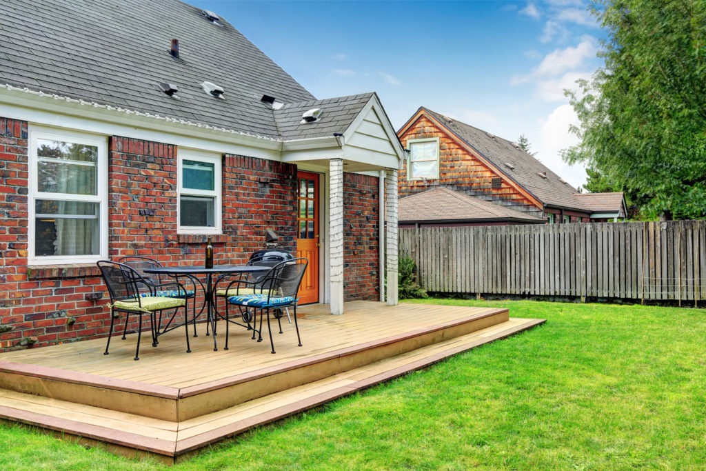 a house patio with deck